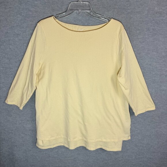 Pure J Jill XL Boat Neck Layered Tunic Butter Yellow 3/4 Sleeve Cotton Modal - Picture 2 of 11